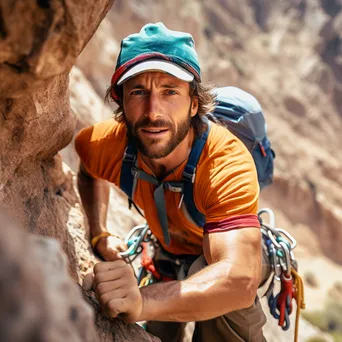 Climber on colorful rock face - Image 3