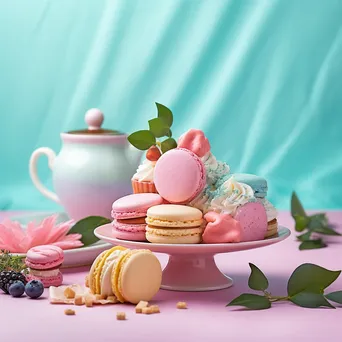 Blurred pastel-colored food styling arrangement - Image 3