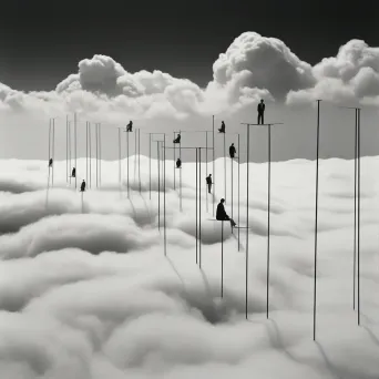 Surreal image of mountains hanging from clouds in interconnected sky and land - Image 1