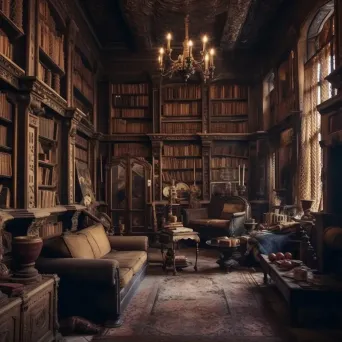 Image of a haunted library with whispering books - Image 2