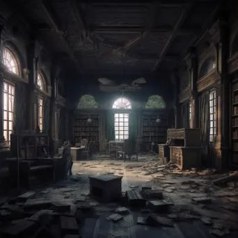 Image of a haunted library with whispering books - Image 3