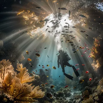 Diver descending into underwater depths - Image 1