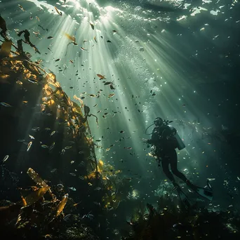 Diver Descending into Depths