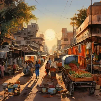 Indian spice market at sunset in Impressionistic style - Image 4