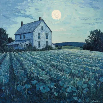 Farmstead Under Moonlight