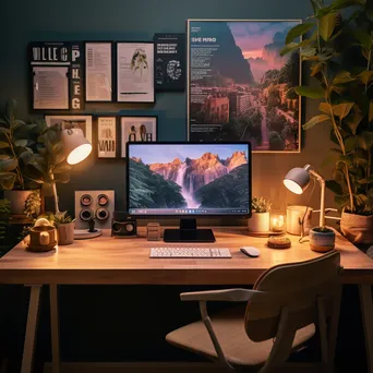 Freelancer working in a cozy home office setup - Image 1