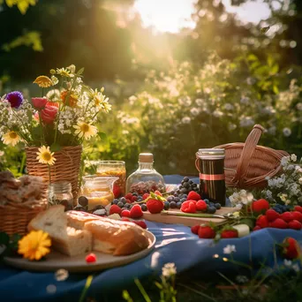 Picnic setup with crafts by the hedgerow - Image 3