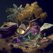 Flora world with trees and plants made of precious metals and gemstones - Image 2