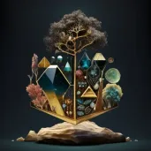 Flora world with trees and plants made of precious metals and gemstones - Image 4