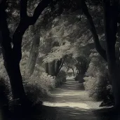 Scenic view of a lush green forest with towering trees and a winding path - Image 4