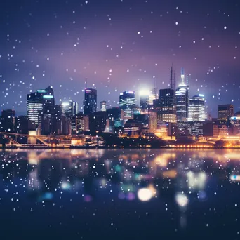 Blurred background of a city skyline at dusk with glowing lights - Image 3