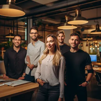 Startup team posing for a group photo in a modern workspace - Image 2