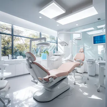 Patient receiving dental treatment in a bright, organized clinic room. - Image 1