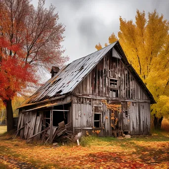 Old wooden barn with autumn foliage - Image 2