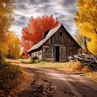 Old wooden barn with autumn foliage - Image 3