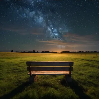 Lonely bench in meadow under starry sky shot on Canon EOS 5D Mark IV - Image 3