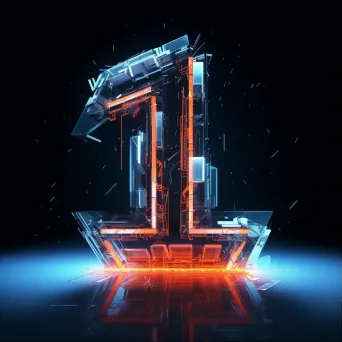 Futuristic technology-themed low poly typographical visualization - Image 1