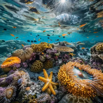 Majestic coral reef with starfish and anemones, shot with a Sony A7R IV. - Image 4