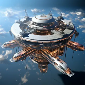 Art Deco style depiction of a floating space station - Image 1