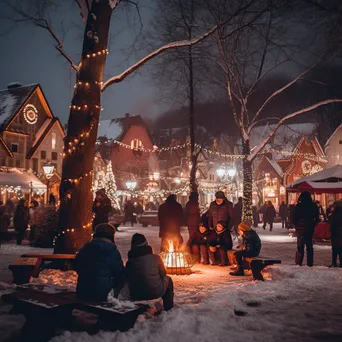 Winter Festival in Snowy Town