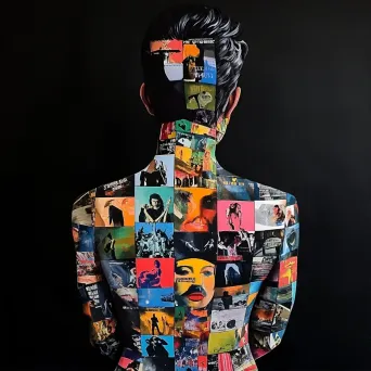 Body painted with an arrangement of classic album covers - Image 1