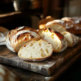 Artisan Bread on Wooden Board