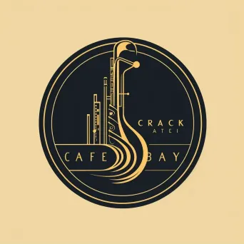 Art deco-inspired jazz club logo with a stylized saxophone icon in black and gold - Image 2