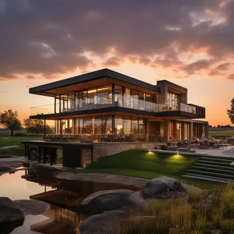 Luxury golf clubhouse overlooking greens at sunset - Image 3