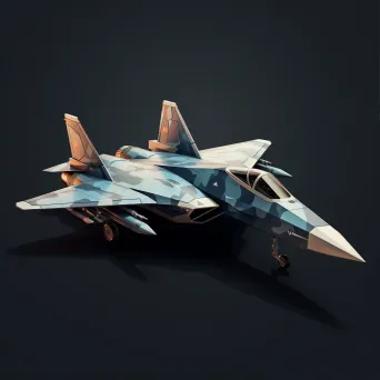 Cold War-era fighter jet depicted in a muted low poly style - Image 1