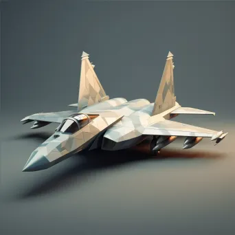 Cold War-era fighter jet depicted in a muted low poly style - Image 4