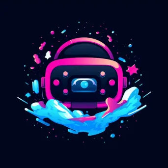 Playful and colorful logo with a VR headset icon in pink and blue - Image 3