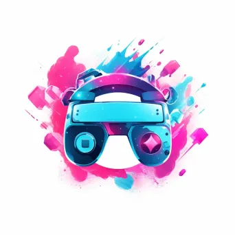 Playful and colorful logo with a VR headset icon in pink and blue - Image 4