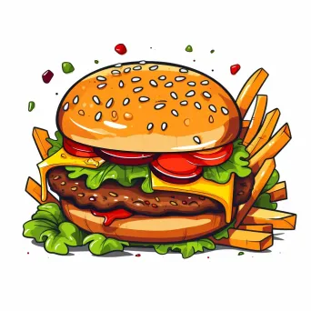 Burger joint logo with juicy burger and fries - Image 4