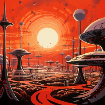 Futuristic city on the surface of Mars with domed buildings - Image 1