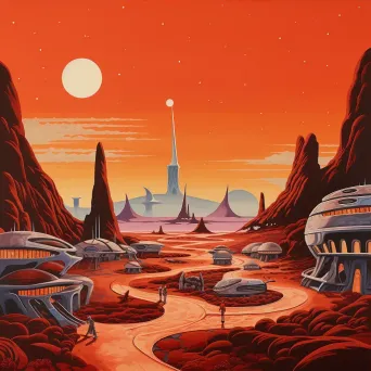 Futuristic city on the surface of Mars with domed buildings - Image 3