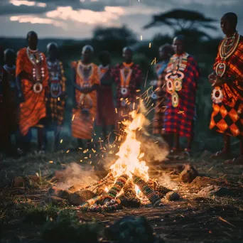 Maasai tribe gathering with traditional dances and beadwork - Image 2