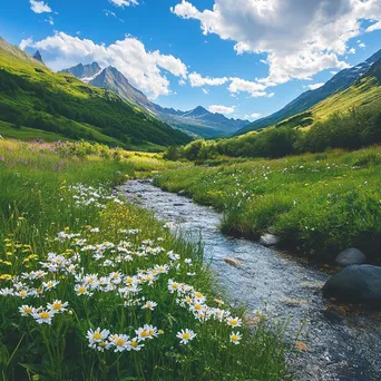 Vibrant spring valley filled with blooming flowers - Image 3