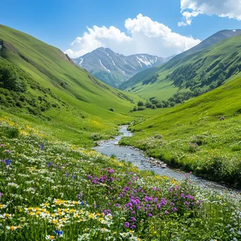 Vibrant spring valley filled with blooming flowers - Image 4