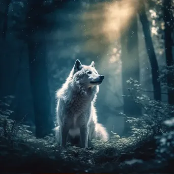 Lone wolf in mystical forest under moonlight - Image 2