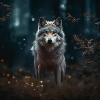 Lone wolf in mystical forest under moonlight - Image 3