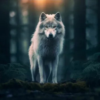 Wolf in Moonlit Forest