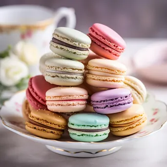 Assorted French Macarons on Display