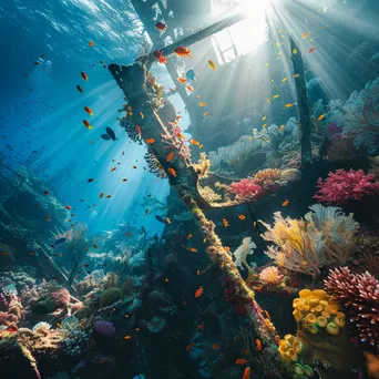 Underwater shipwreck with coral and fish - Image 1