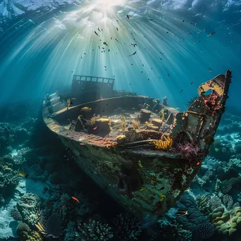 Underwater shipwreck with coral and fish - Image 3