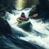 Person kayaking through swift river in the heart of the forest - Image 2