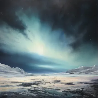 Realistic depiction of ethereal aurora lights over barren Arctic landscape - Image 3