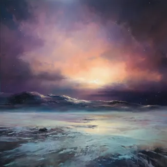 Realistic depiction of ethereal aurora lights over barren Arctic landscape - Image 4