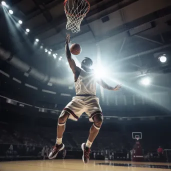 Basketball player going for a dunk