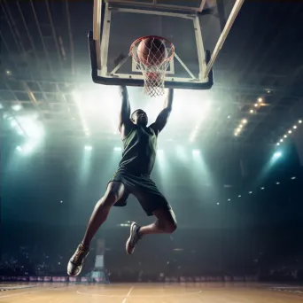 Basketball player jumping for a dunk in arena lights - Image 4