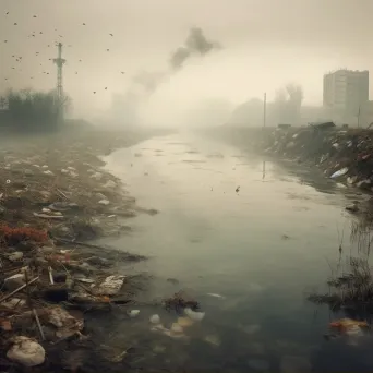 Polluted river transforming into clean river with teeming aquatic life - Image 1